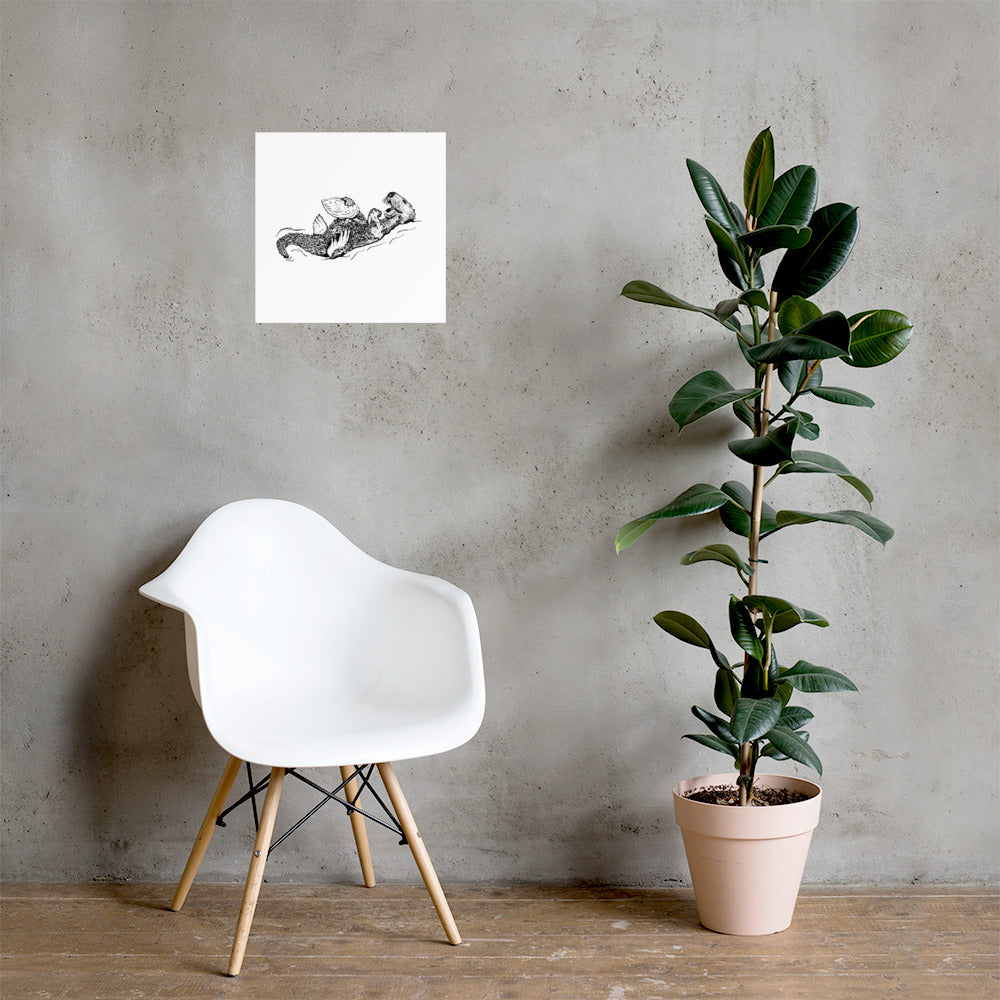 Sea Otter with Oyster - Poster