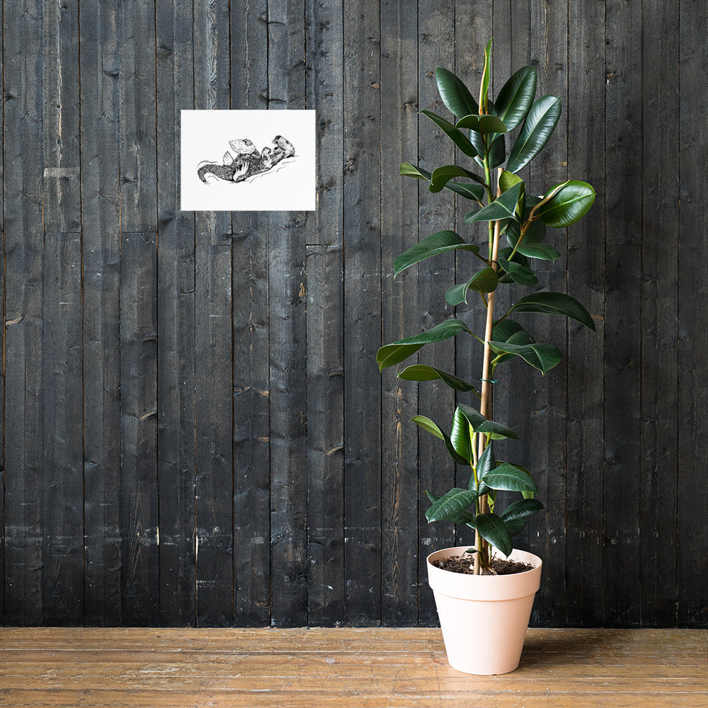 Sea Otter with Oyster - Poster