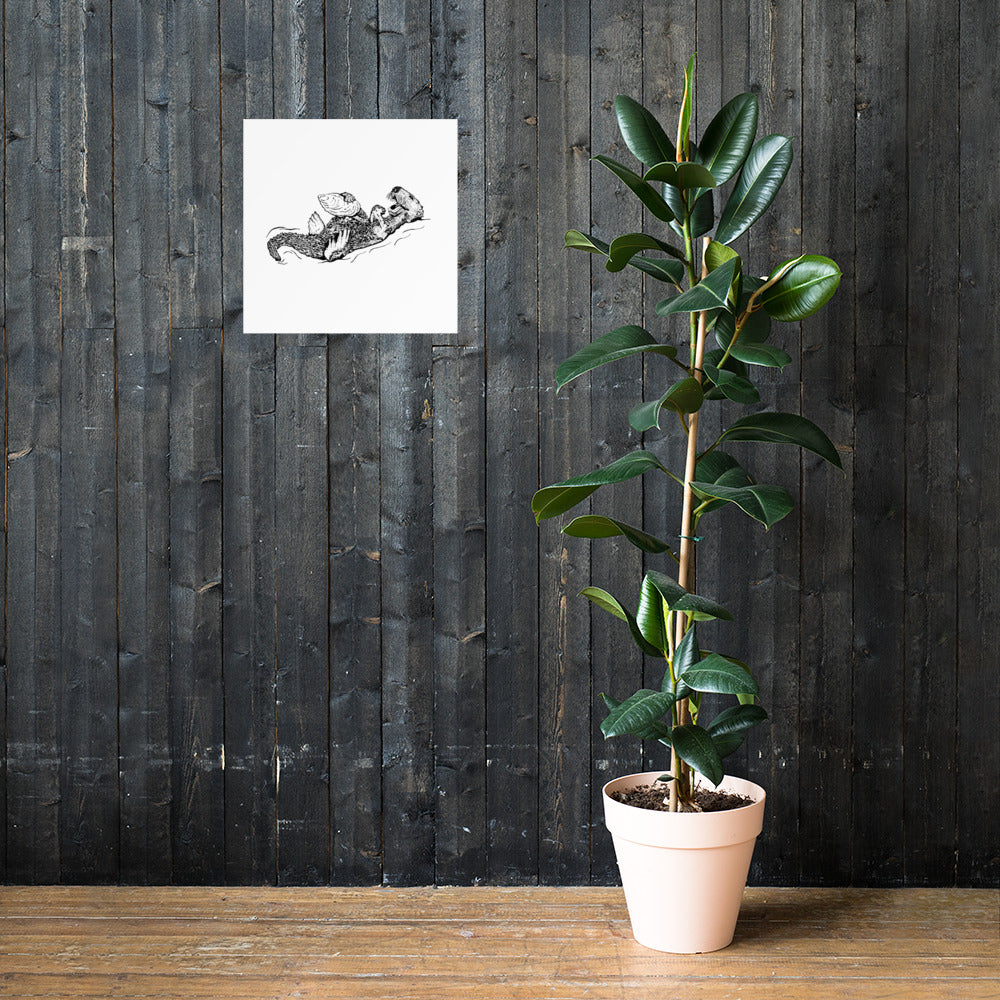 Sea Otter with Oyster - Poster