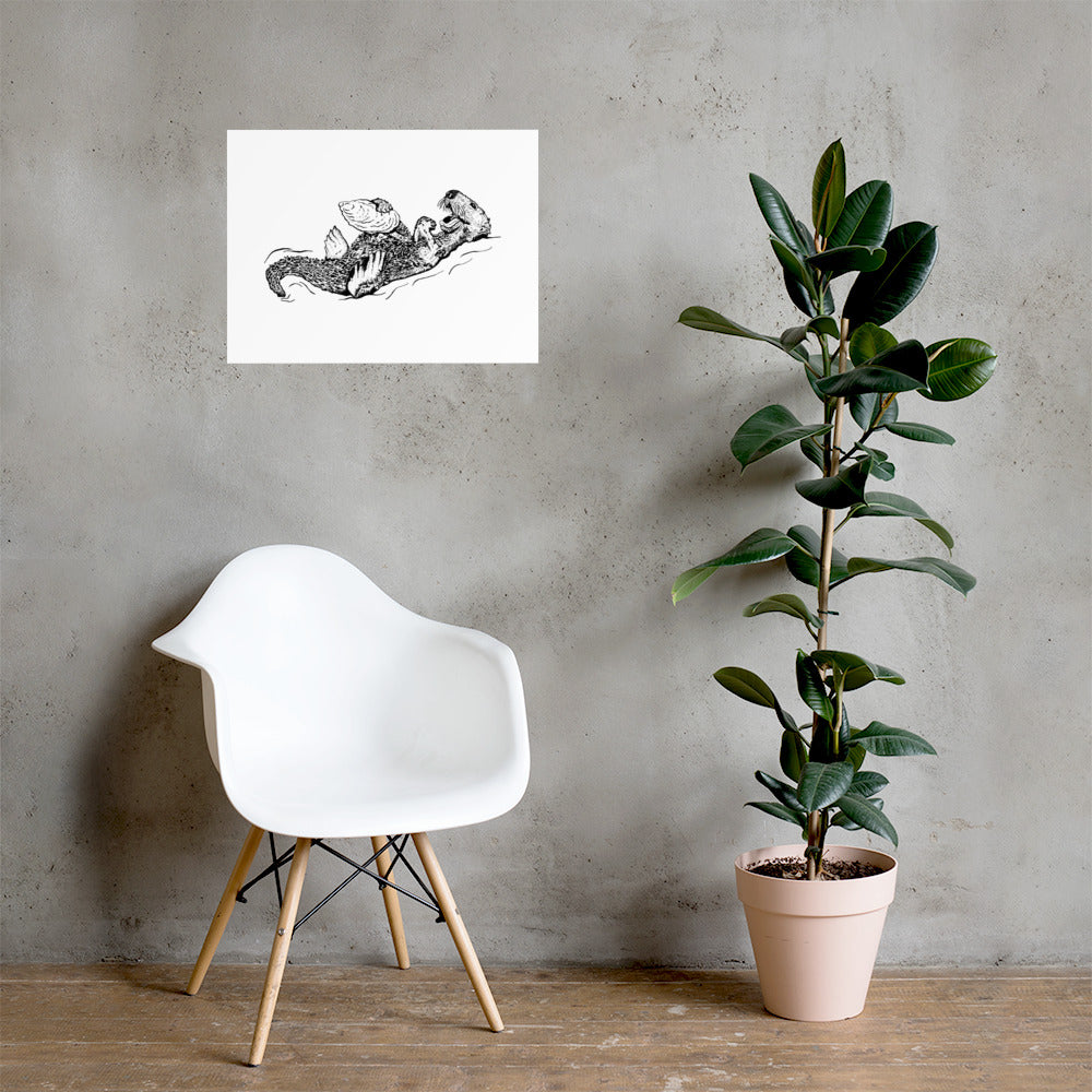 Sea Otter with Oyster - Poster