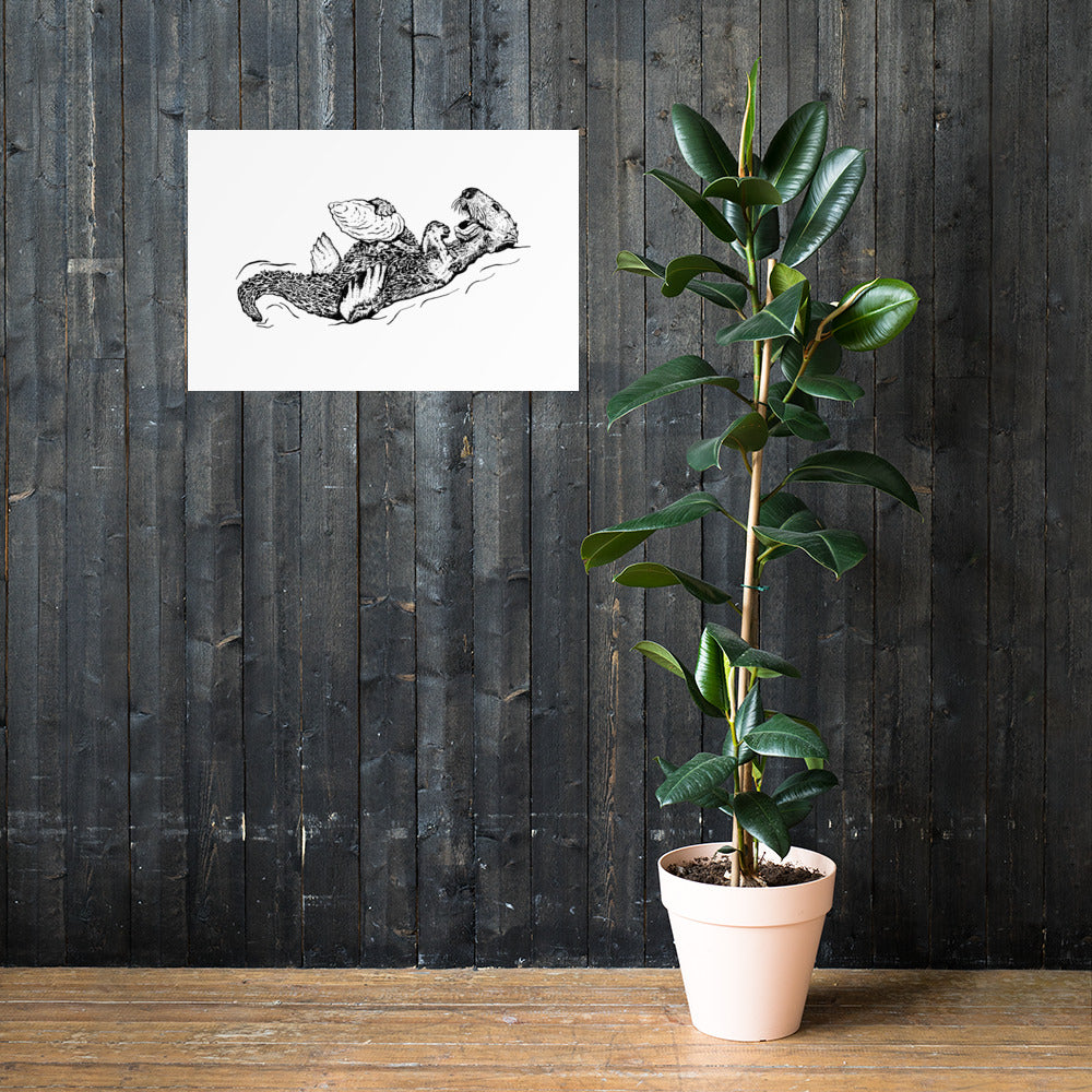 Sea Otter with Oyster - Poster